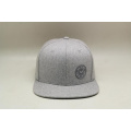 High quality heather grey wool snapback hat with leather strap